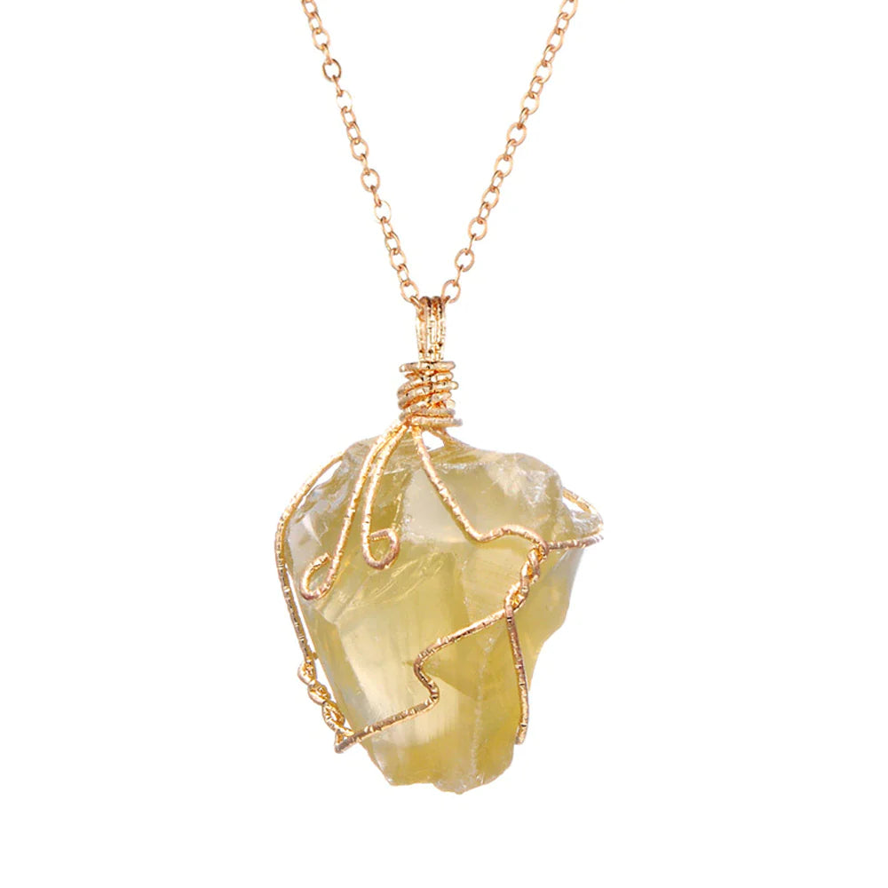 Natural Gemstone Necklace, Chakra Stone Pendant- Energy Healing Crystal with Chain