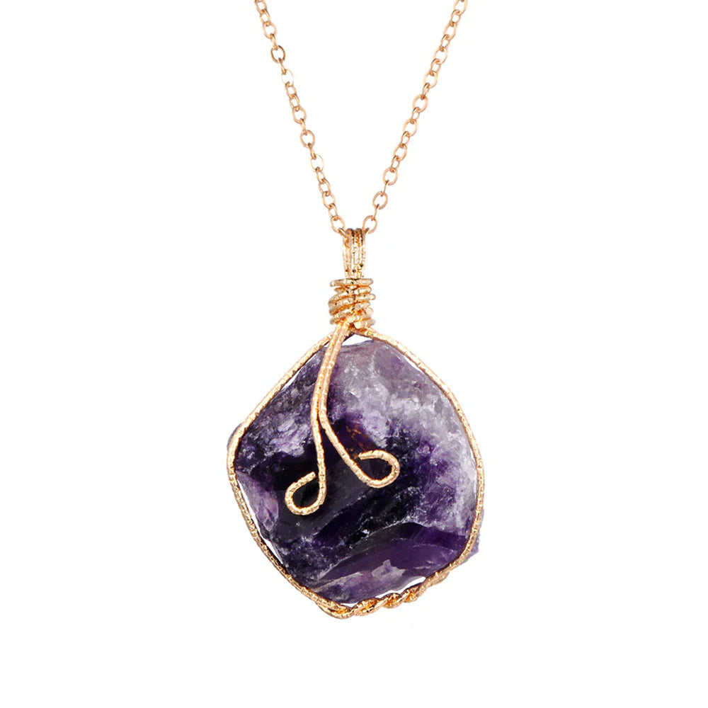 Natural Gemstone Necklace, Chakra Stone Pendant- Energy Healing Crystal with Chain