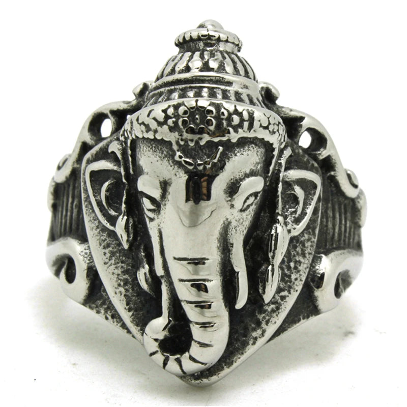  India Ganesha Ring Top Quality Stainless Steel, Antique Look