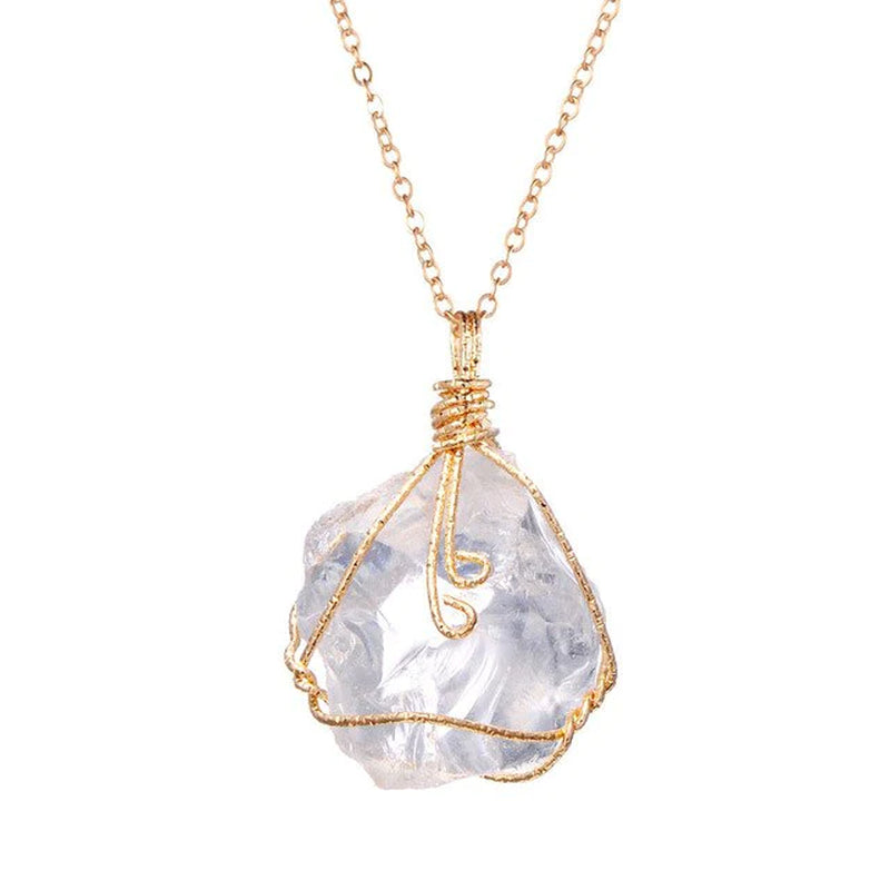 Natural Gemstone Necklace, Chakra Stone Pendant- Energy Healing Crystal with Chain