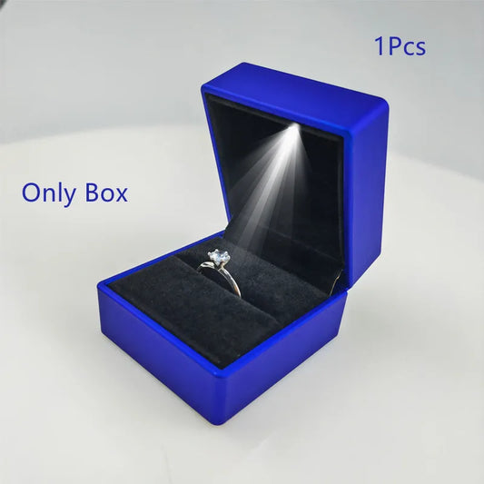 2024 Ring Box with LED Light Jewelry Diamond Ring Box Storage Wedding Ring Box Jewelry Organizer Storage Gift Box