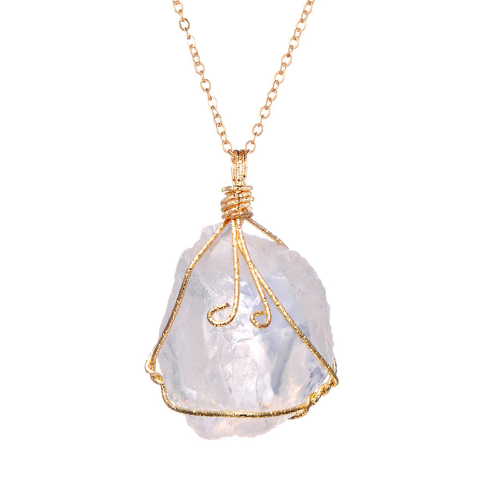 Natural Gemstone Necklace, Chakra Stone Pendant- Energy Healing Crystal with Chain