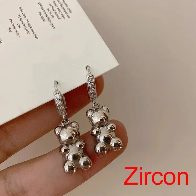 Cute Acrylic Candy Gummy Bear Dangle Earrings for Women Rainbow Bear CZ Hoop Earrings 2022 Korean Fashion Sweet Girl Jewelry