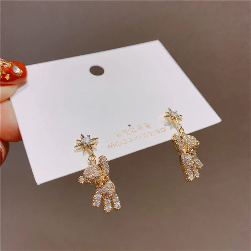 Cute Acrylic Candy Gummy Bear Dangle Earrings for Women Rainbow Bear CZ Hoop Earrings 2022 Korean Fashion Sweet Girl Jewelry