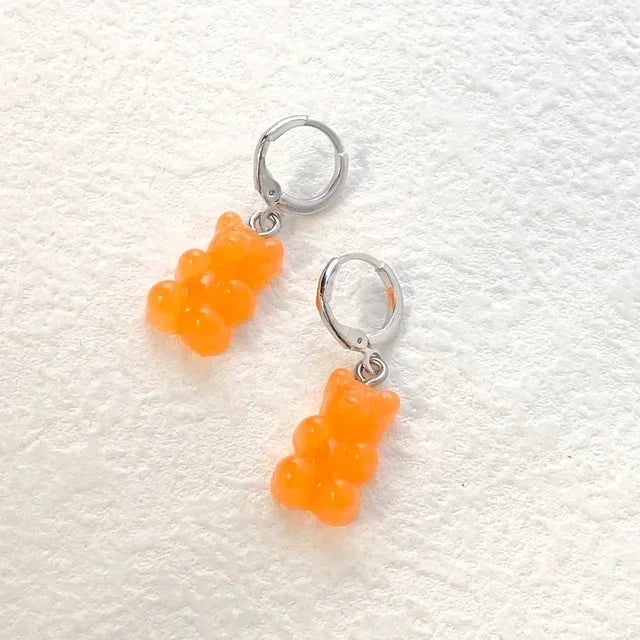 Cute Acrylic Candy Gummy Bear Dangle Earrings for Women Rainbow Bear CZ Hoop Earrings 2022 Korean Fashion Sweet Girl Jewelry