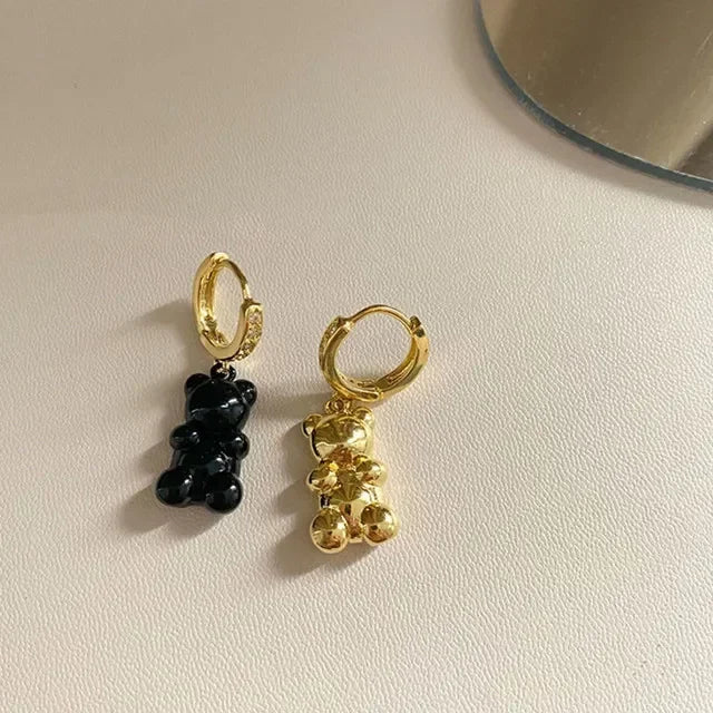 Cute Acrylic Candy Gummy Bear Dangle Earrings for Women Rainbow Bear CZ Hoop Earrings 2022 Korean Fashion Sweet Girl Jewelry