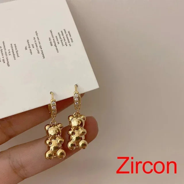 Cute Acrylic Candy Gummy Bear Dangle Earrings for Women Rainbow Bear CZ Hoop Earrings 2022 Korean Fashion Sweet Girl Jewelry