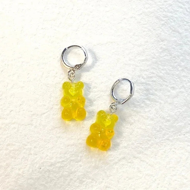 Cute Acrylic Candy Gummy Bear Dangle Earrings for Women Rainbow Bear CZ Hoop Earrings 2022 Korean Fashion Sweet Girl Jewelry