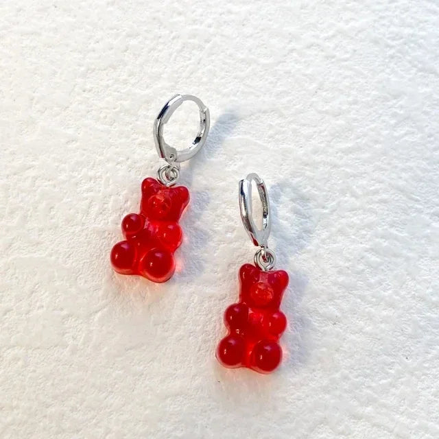 Cute Acrylic Candy Gummy Bear Dangle Earrings for Women Rainbow Bear CZ Hoop Earrings 2022 Korean Fashion Sweet Girl Jewelry