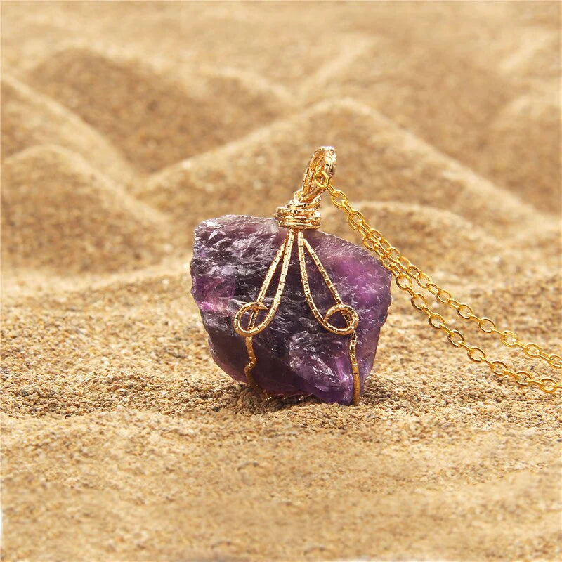 Natural Gemstone Necklace, Chakra Stone Pendant- Energy Healing Crystal with Chain