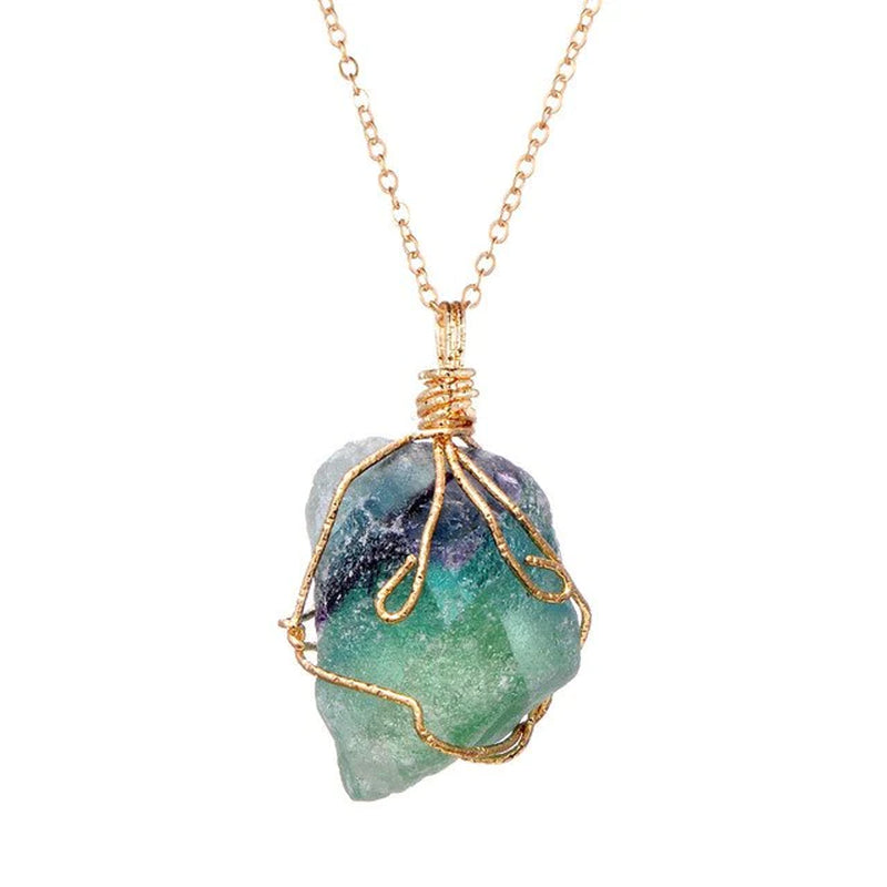 Natural Gemstone Necklace, Chakra Stone Pendant- Energy Healing Crystal with Chain